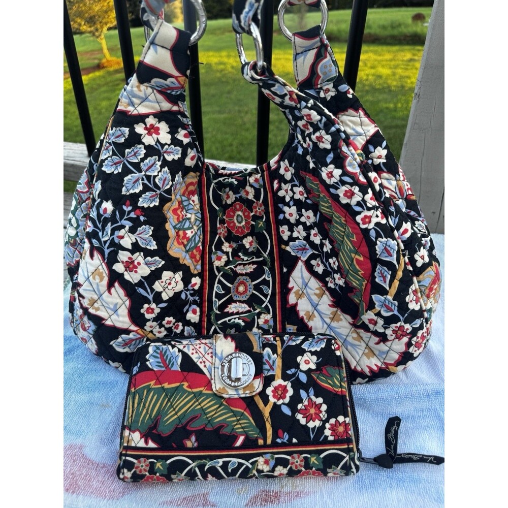 Vera Bradley Versailles Purse Shoulder Bag & Turnlock Wallet EUC